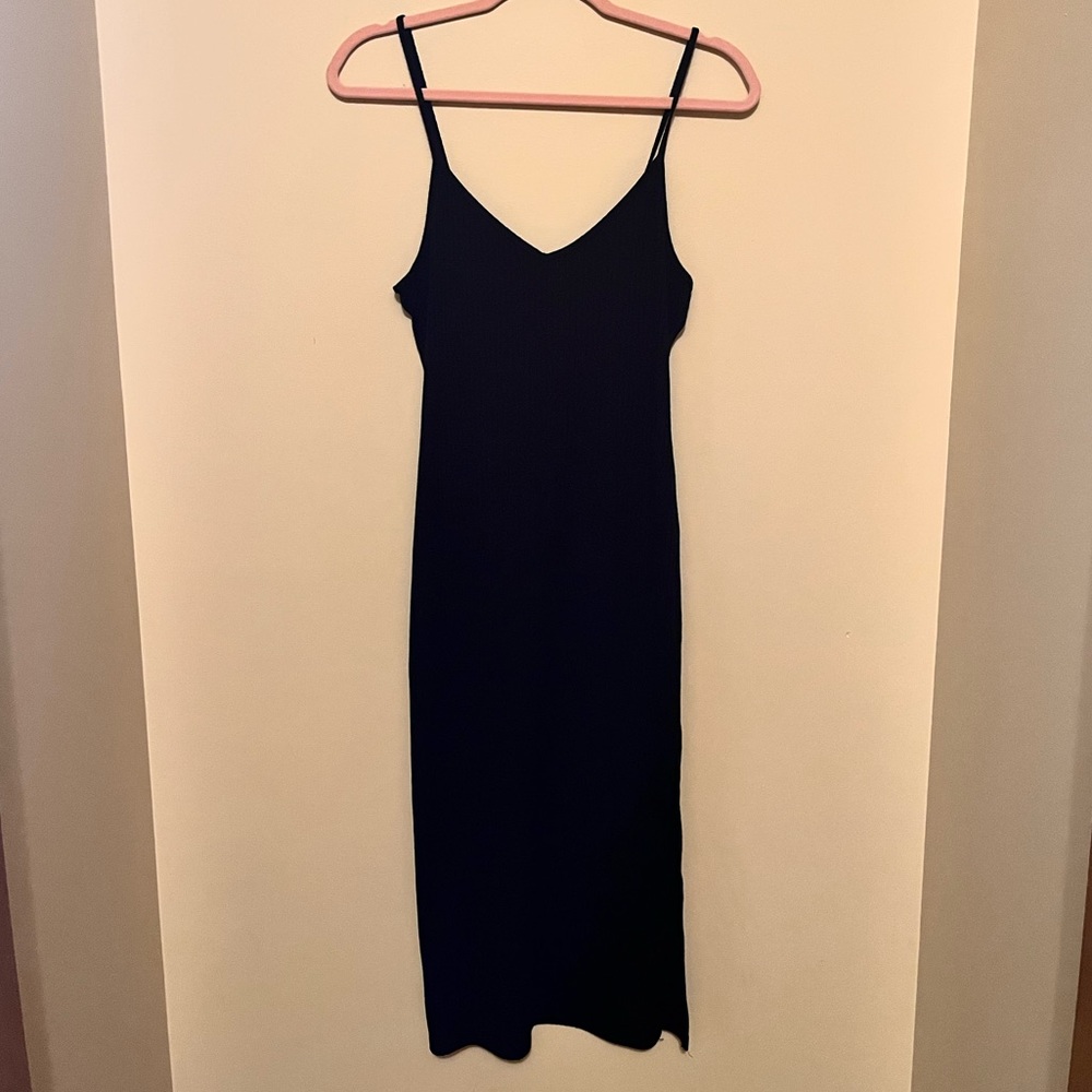 Black Ribbed Midi Dress